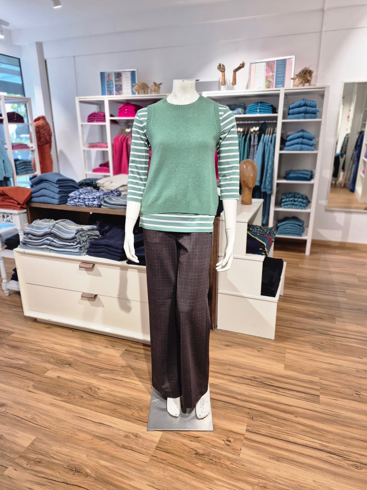 Lagenlook in Salbei & Karierter Palazzo-Hose – Mode Checkpot Wien Hietzing